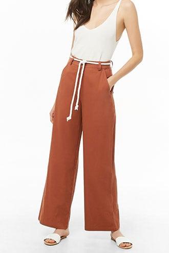 Forever 21 Belted Wide-leg Pants , Rust