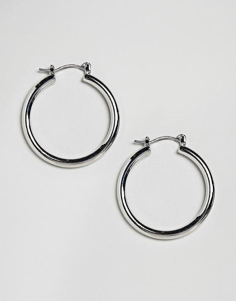 Asos Tube Hoop Earrings - Rhodium