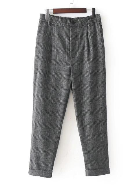 Pantalones De Doblez De Cuadros