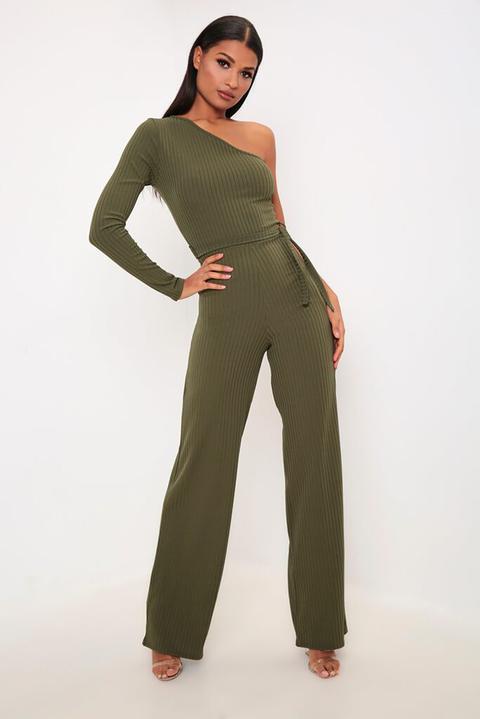 khaki ribbed jumpsuit
