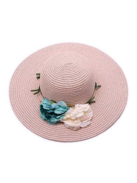 Sombrero De Paja Con Flor En Color Al Azar Rosa