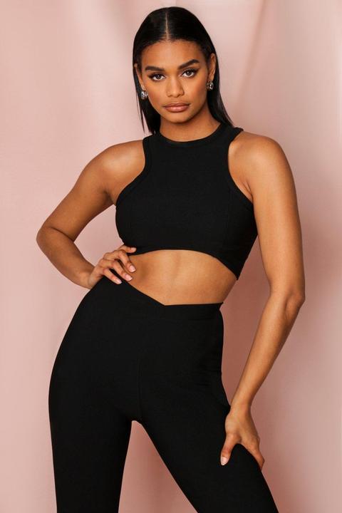 Racer Back Curved Hem Bandage Rib Top