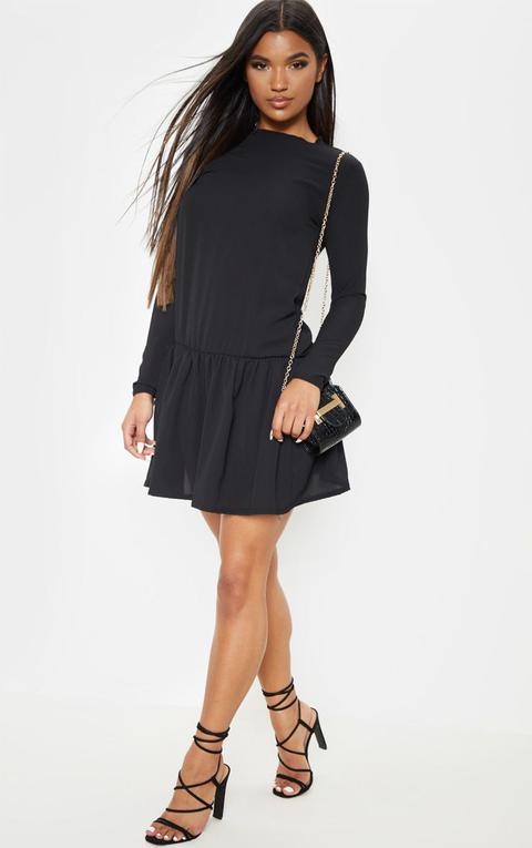 black long sleeve frill dress