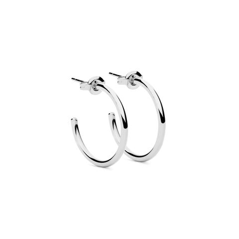 Round Earrings M Silver