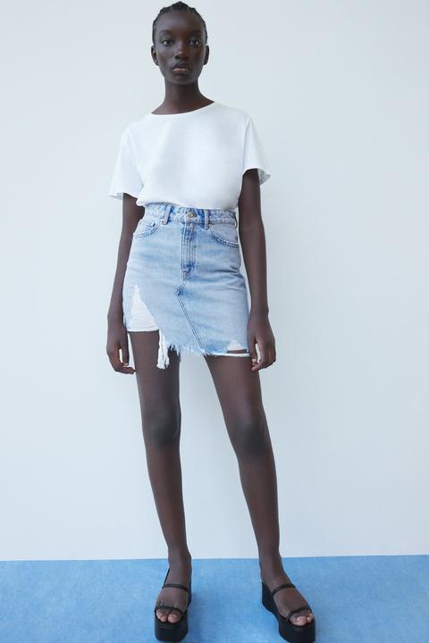 Falda Mini Denim Rotos