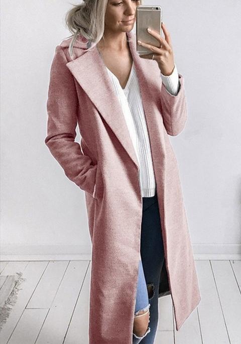 Cappotto Tasca Tasche Collare Couverture Moda Rosa