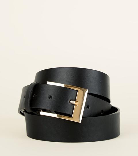 Black Leather-look Metal Buckle Jeans Belt New Look