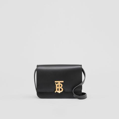 Burberry Mini Leather Tb Bag, Black