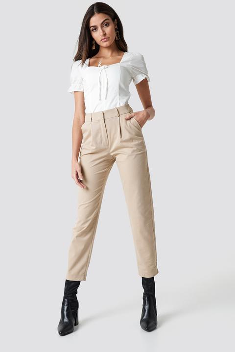 Na-kd Trend Cotton Blend Suit Pants - Beige