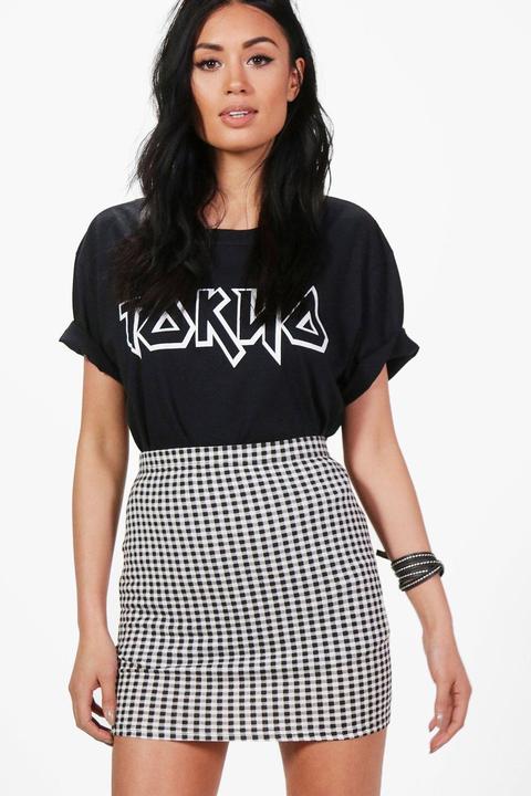 Aurora Gingham Print Basic Mini Skirt