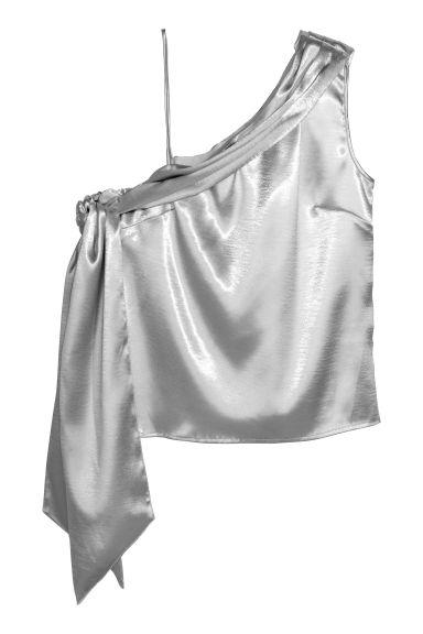 Top Mit Metallicschimmer - Silber - Damen
