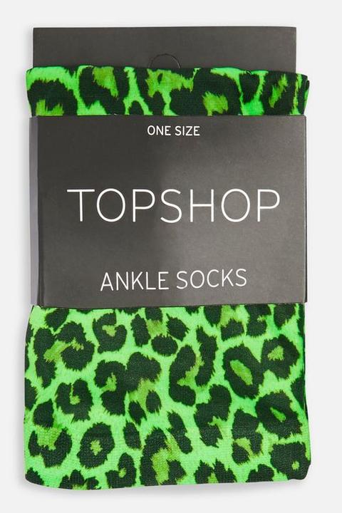 Womens Leopard Print Socks - Green, Green