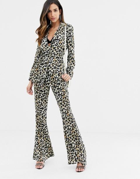 Asos Design - Pantaloni A Zampa Con Stampa Animalier - Multicolore