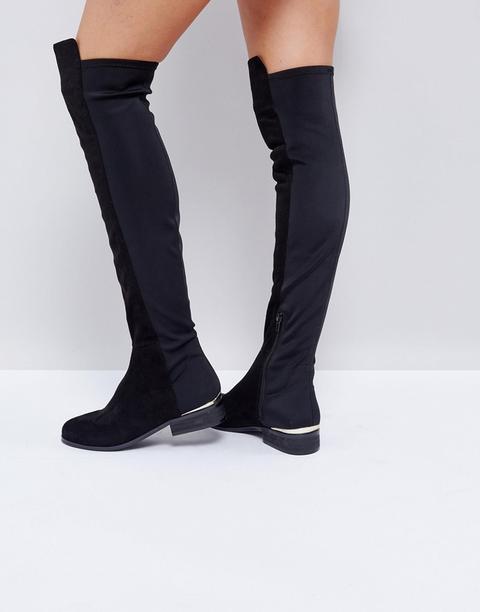 Asos Knight - Stivali Sopra Il Ginocchio Elasticizzati - Nero