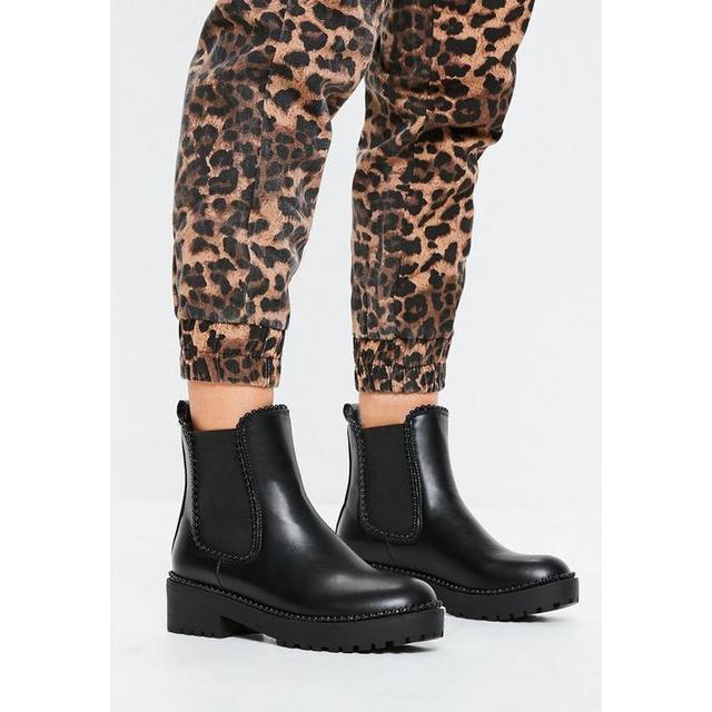 black ball trim chelsea ankle boots