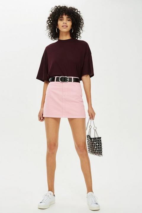 Womens Sugar Pink Denim Skirt - Pink, Pink