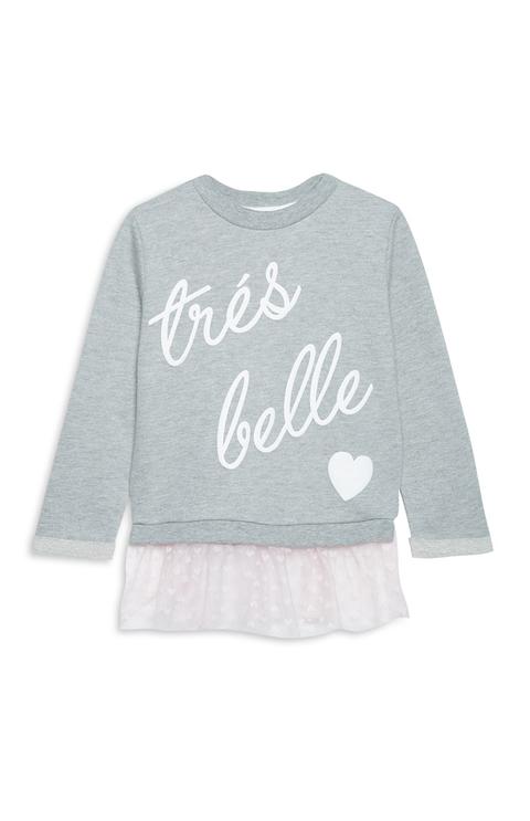 Grey Tulle Hem Top