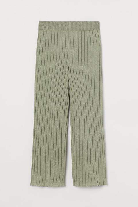 Rib-knit Trousers - Green