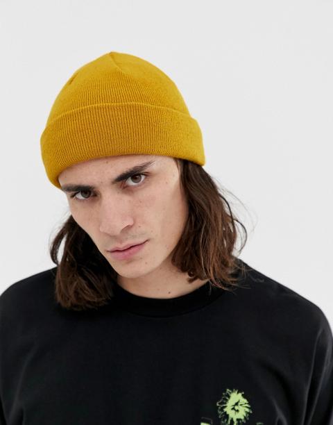 Asos Design Fisherman Beanie In Mustard