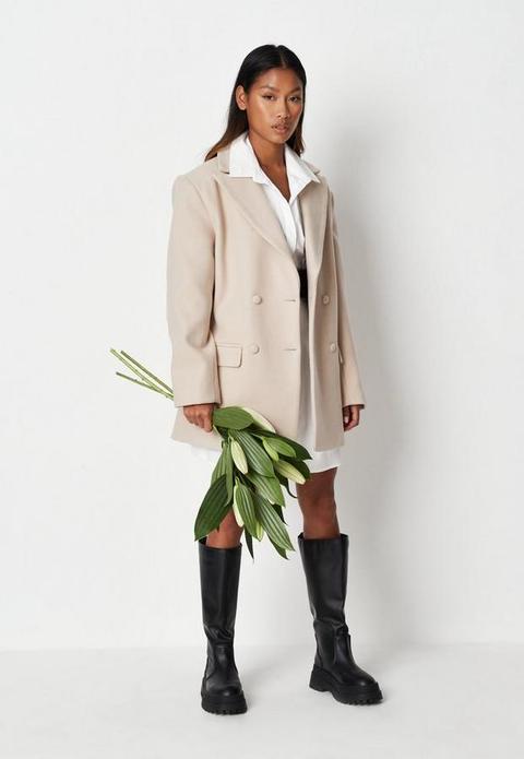 Camel Oversized Boyfriend Blazer Coat, Camel