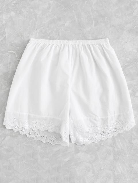 Scalloped Trim Shortie Shorts