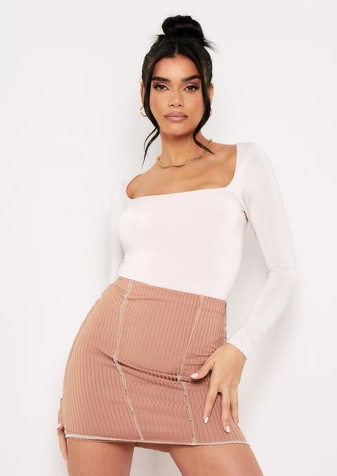 Tara Nude Slinky Square Neck Bodysuit