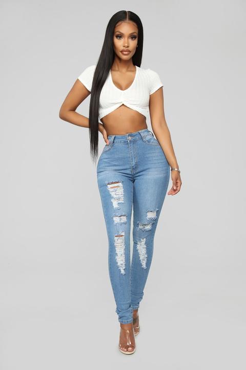 Fantasea Nights High Rise Jeans - Light Blue