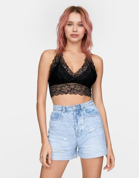 Bralette Canotta Pizzo Nero