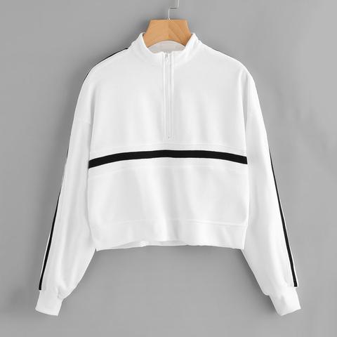 Striped Zip Up Front Sweatshirt