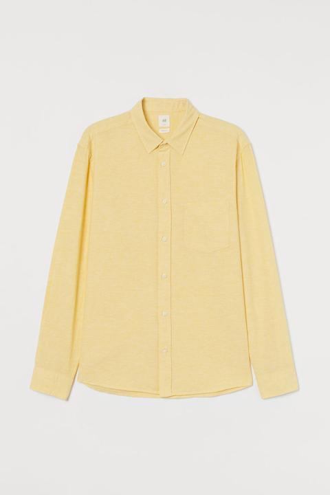 Linen-blend Shirt Regular Fit - Yellow