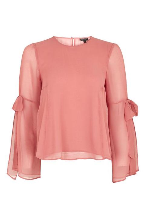 Chiffon Flute Tie Sleeve Top