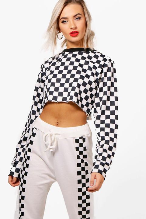 Tia Athleisure Crew Neck Chequered Sweat
