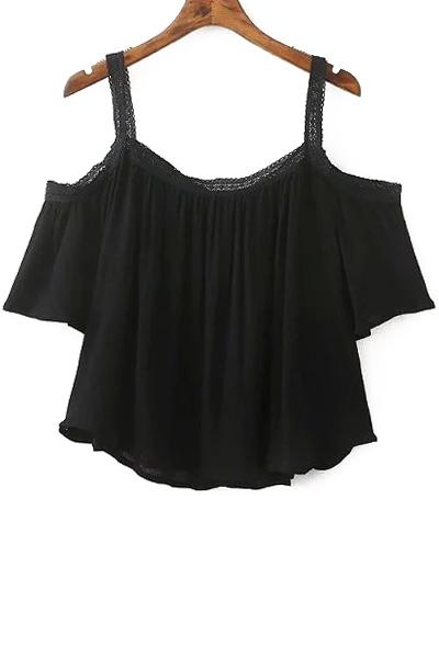 Cold Shoulder Spaghetti Straps Blouse