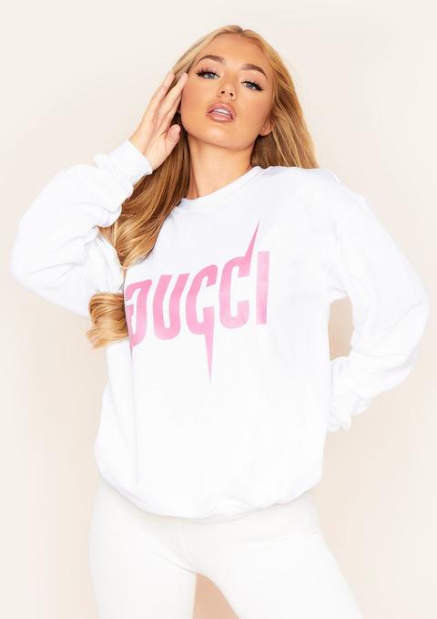 Paris White Slogan Graphic Oversized Sweatshirt