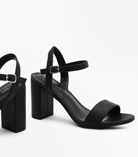 black block heel sandals new look