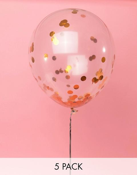 Ginger Ray Ginger Ray - Confezione Da 5 Palloncini Con Coriandoli Oro - Multicolore