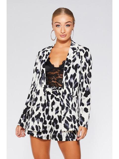 Cream Black And Grey Leopard Print Jacket