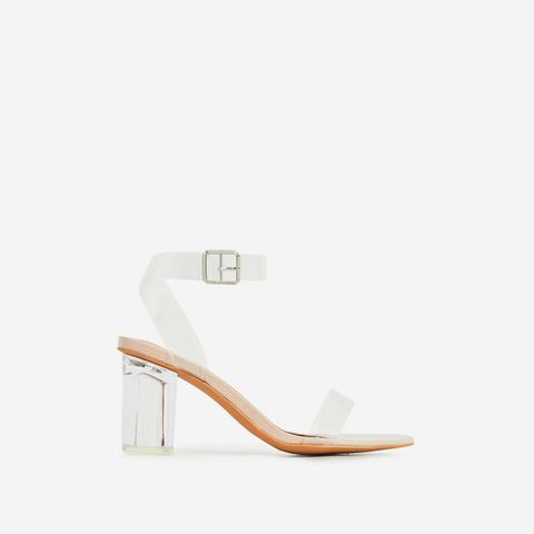 Lena Barely There Perspex Block Clear Heel In Nude Patent, Nude