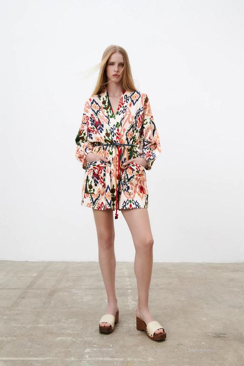 Kimono Estampado Bolsillos