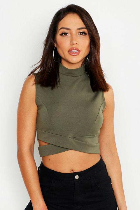 High Neck Cut Out Sleeveless Crop