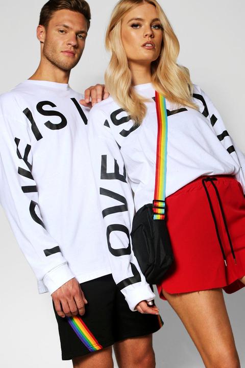 Pride ""love Is"" Long Sleeve T Shirt In Loose Fit