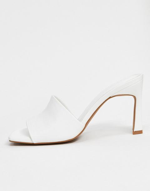 Asos Design Hattie Mid-heeled Mule Sandals In White