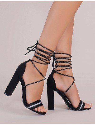 public desire black lace up heels