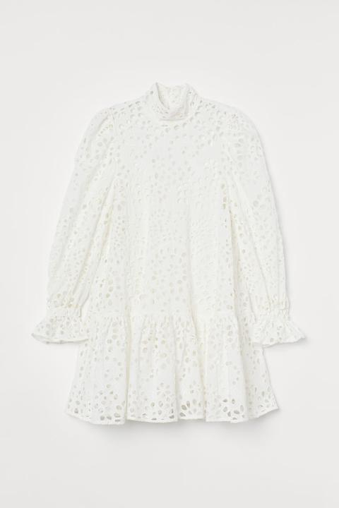 Robe Avec Broderie Anglaise - Blanc