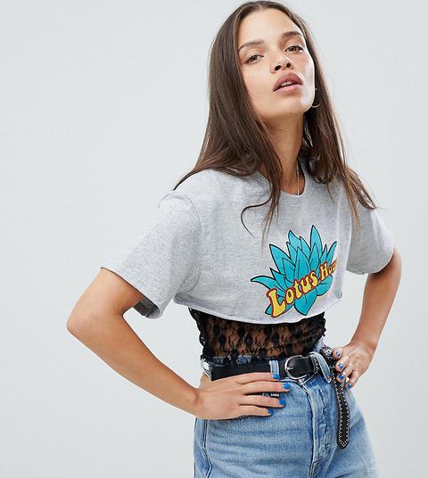 Milk It Vintage Extreme Crop T-shirt With Lace Layer