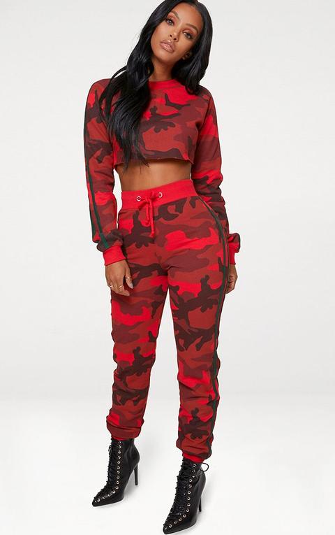 Shape Red Camo Side Stripe Joggers