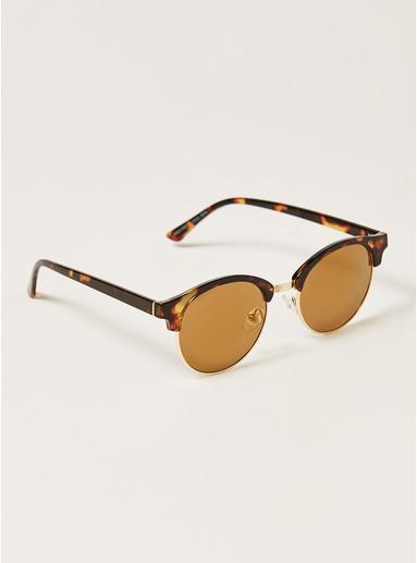 Mens Brown Tortoiseshell Round Sunglasses, Brown