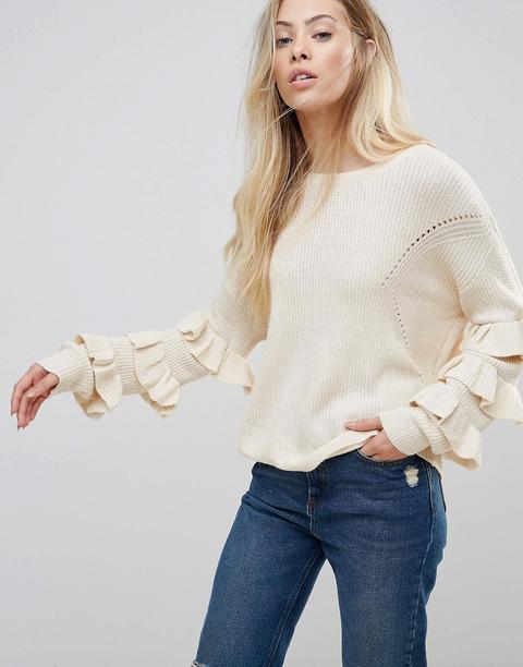 Jersey Con Manga Con Detalle De Volante De Wild Flower