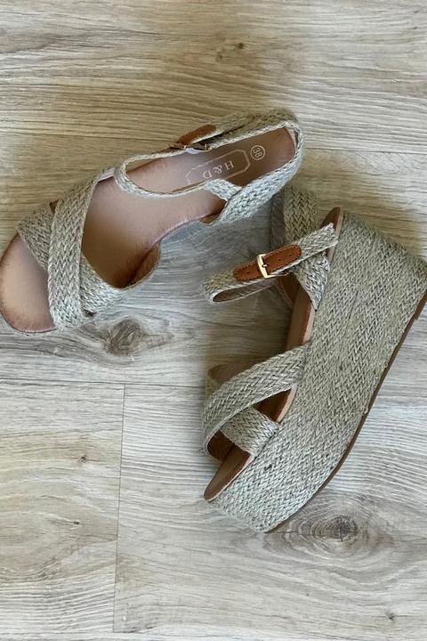 Sandalias De Esparto Tiras Cruzadas