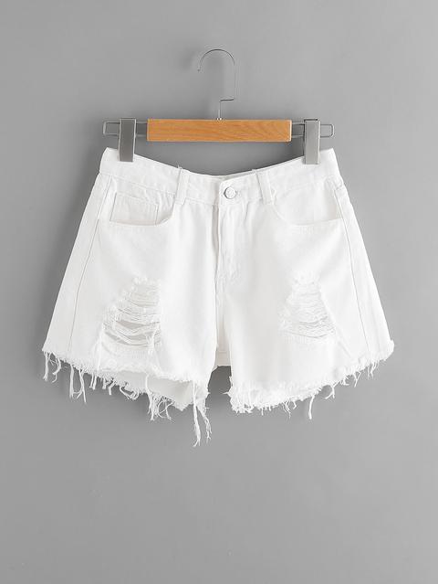 Shorts Desgastados En Denim